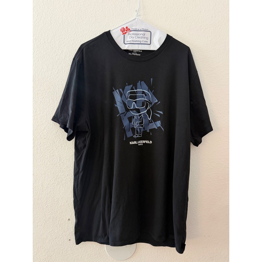 Karl Lagerfeld Paris Mens XXL Black Graphic Character Logo T-Shirt Short Sleeve